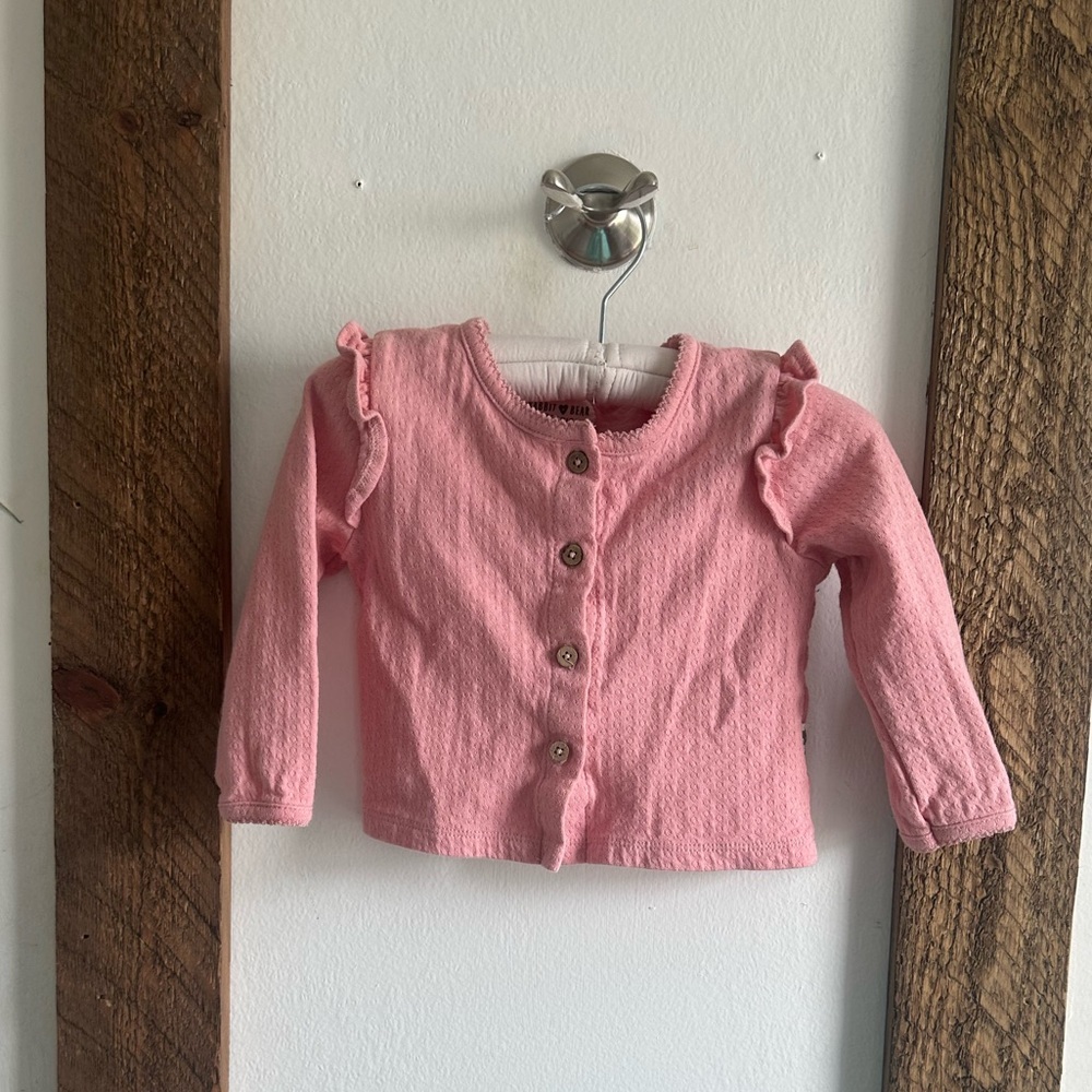 Rabbit Bear Organic Girl Button Down Cardigan Sweater Bohemian Pink
